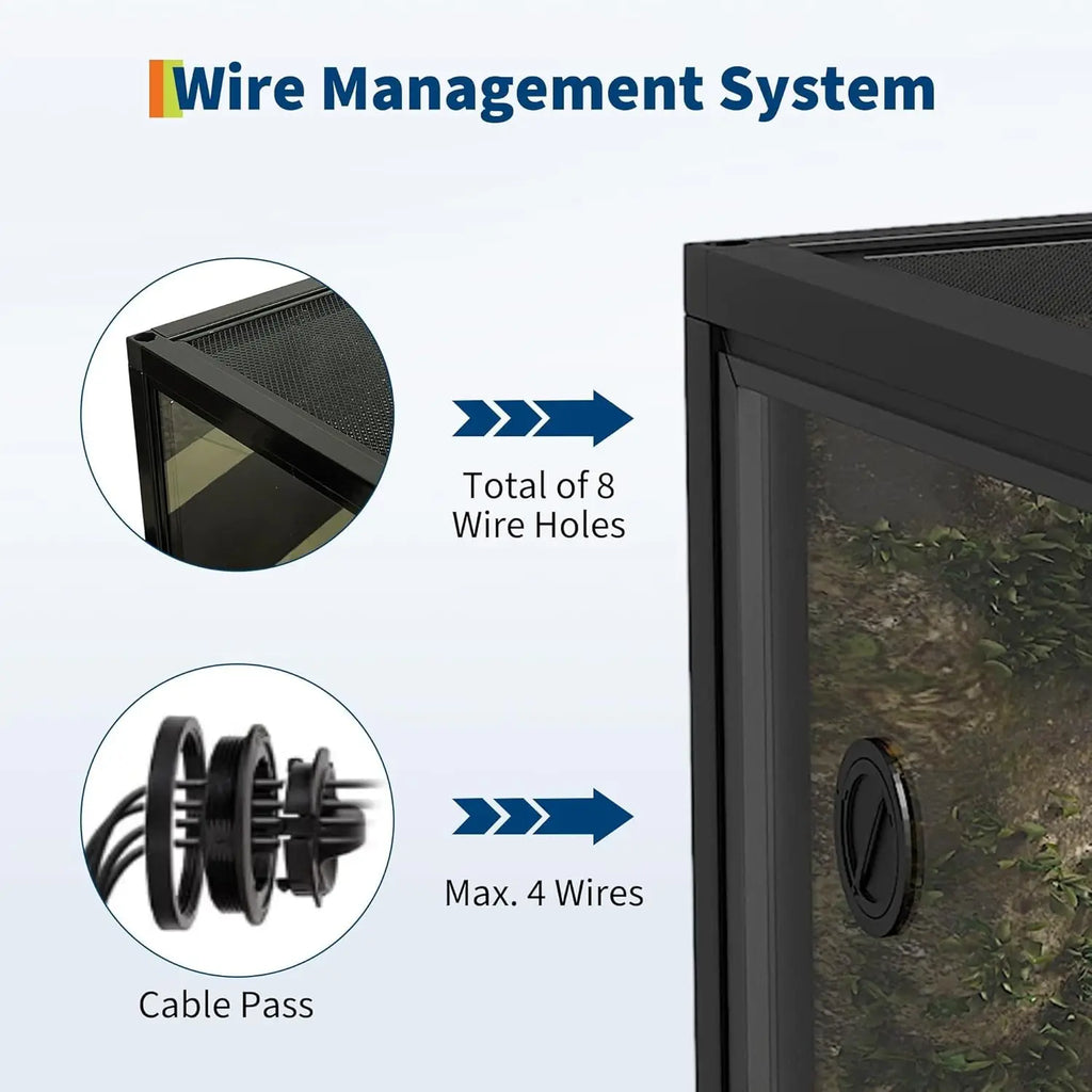 HiMISS Front Opening Glass Reptile Tank With Screen Ventilation