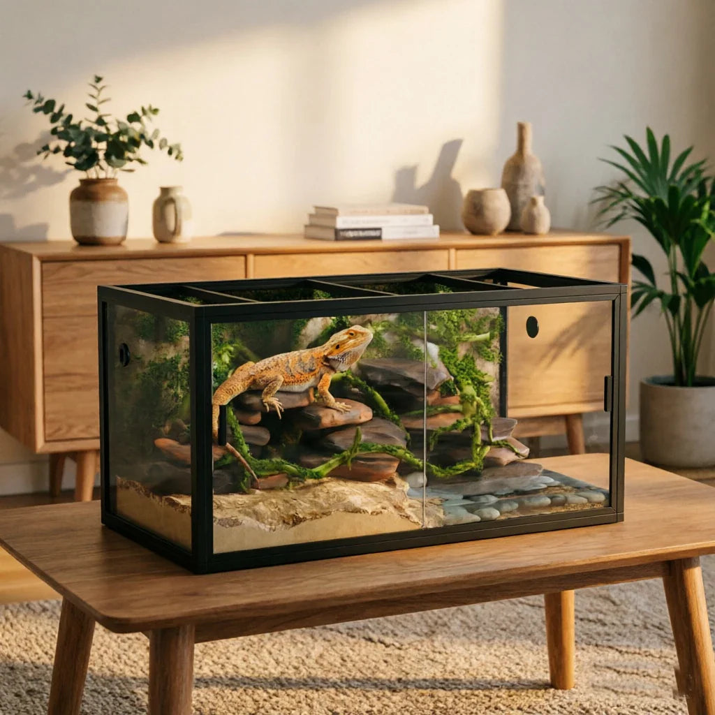 HiMISS Front Opening Glass Reptile Tank With Screen Ventilation